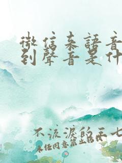 微信来语音听不到声音是什么原因