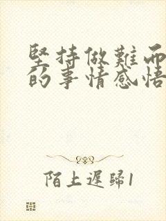 坚持做难而正确的事情感悟