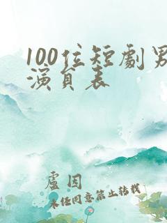 100位短剧男演员表