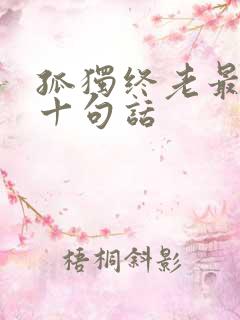 孤独终老最经典十句话