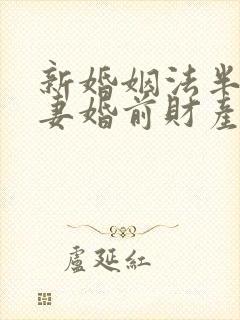 新婚姻法半路夫妻婚前财产继承