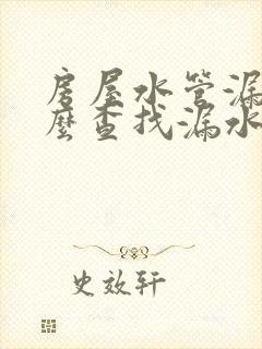 房屋水管漏水怎么查找漏水点