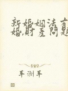 新婚姻法有关离婚,财产问题