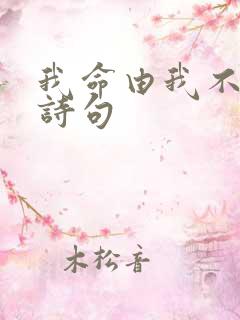 我命由我不由天诗句