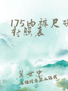 175内裤尺码对照表