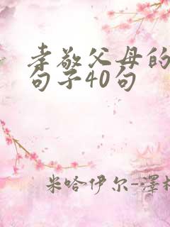 孝敬父母的经典句子40句