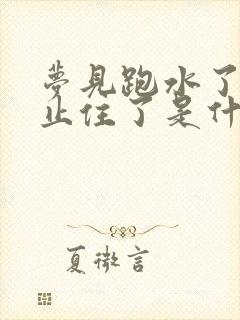 梦见跑水了最后止住了是什么征兆