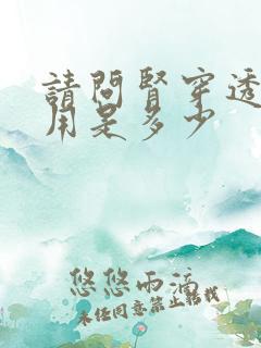 请问肾穿透析费用是多少