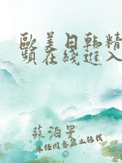 欧美日韩精品视频在线进入