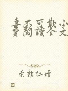 妻不可欺小说免费阅读全文