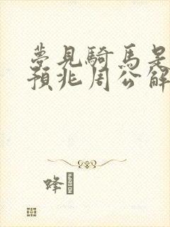 梦见骑马是什么预兆周公解梦