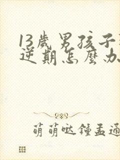 13岁男孩子叛逆期怎么办