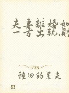 夫妻离婚如果有一方出轨,财产怎么分割?