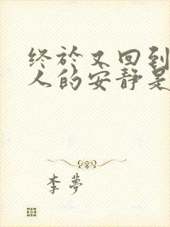 终于又回到一个人的安静是什么歌