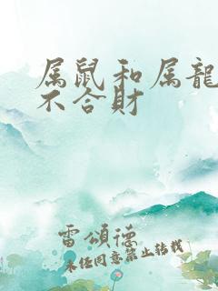 属鼠和属龙的合不合财