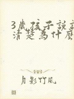 3岁孩子说话不清楚为什么