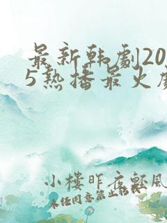 最新韩剧2025热播最火剧免费观看