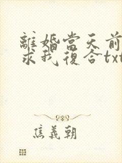 离婚当天前夫跪求我复合txt下载