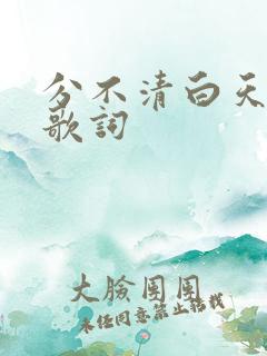 分不清白天黑夜歌词