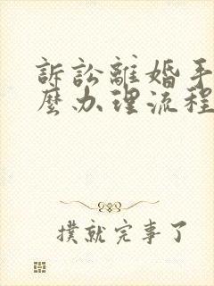 诉讼离婚手续怎么办理流程及费用