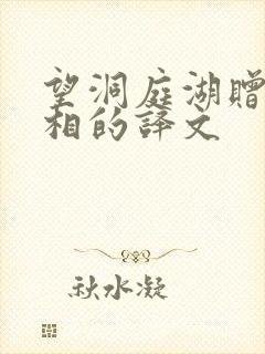 望洞庭湖赠张丞相的译文