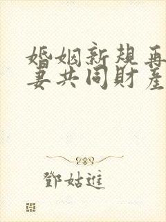 婚姻新规再无夫妻共同财产