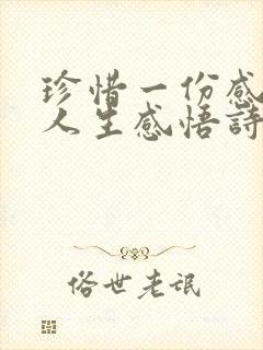 珍惜一份感情的人生感悟诗句