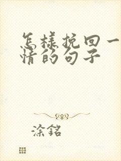 怎样挽回一段感情的句子