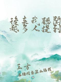 后来我听闻越来越多人提到你是什么歌