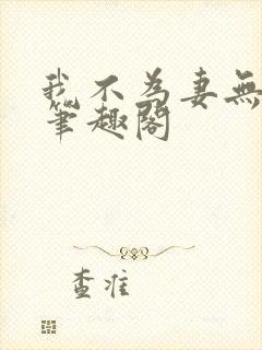 我不为妻无弹窗笔趣阁