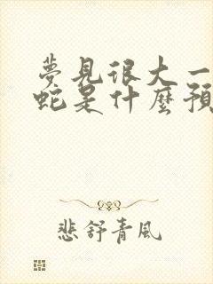 梦见很大一条黑蛇是什么预兆