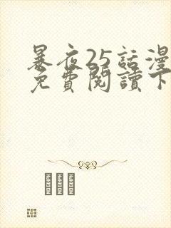 暴夜25话漫画免费阅读下拉式