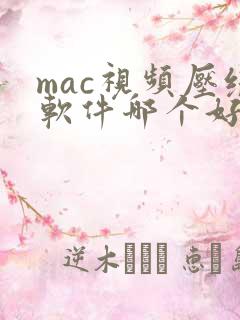mac视频压缩软件哪个好