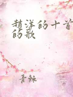 赵洋的十首好听的歌