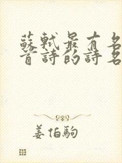 苏轼最有名的十首诗的诗名