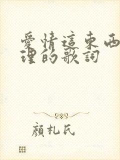 爱情这东西没道理的歌词