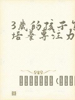 3岁的孩子怎么培养专注力