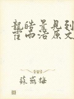 龙皓晨见到师弟霍雨浩原文