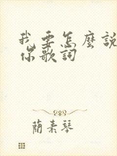 我要怎么说不爱你歌词