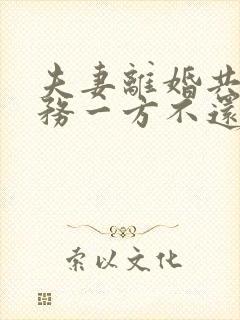 夫妻离婚共同债务一方不还怎么办