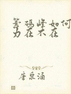 筹码峰如何看主力在不在