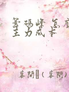 筹码峰 怎么看主力成本