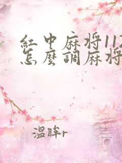 红中麻将112怎么调麻将机