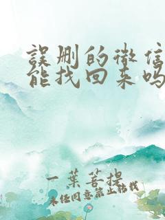 误删的微信好友能找回来吗