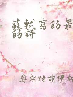 苏轼写的最有名的诗