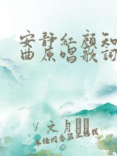 安静红颜知己歌曲原唱歌词