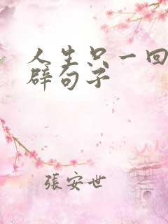 人生只一回的精辟句子