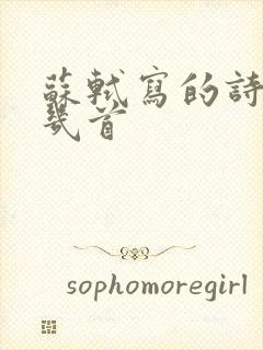 苏轼写的诗有哪几首