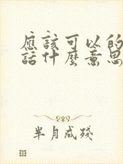 应该可以的这句话什么意思