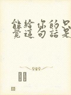 能给你的只有感觉这句话是什么意思